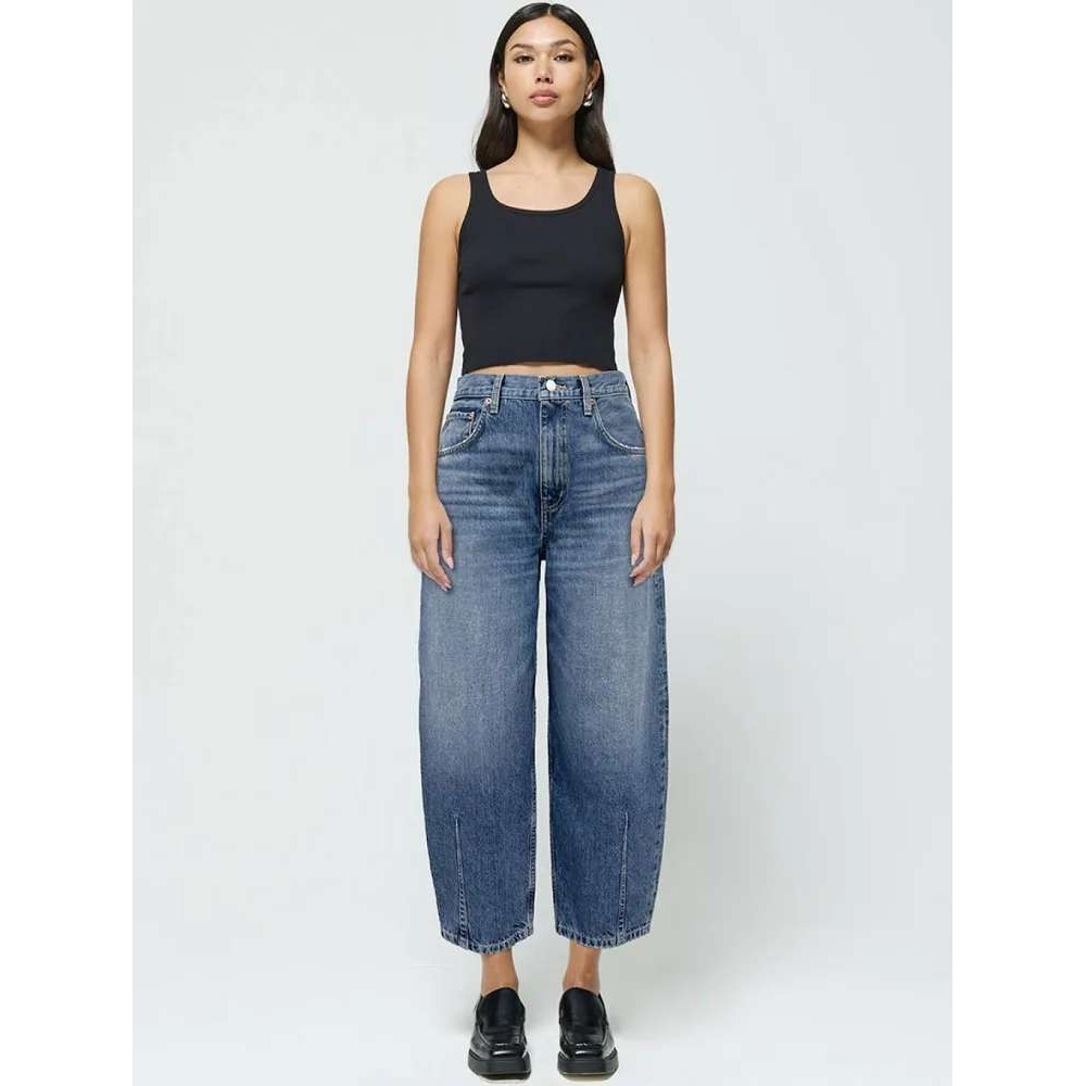 Etica Jeans Iris Relaxed Barrel Jean 26 Basalt Blue High Rise Organic Cotton